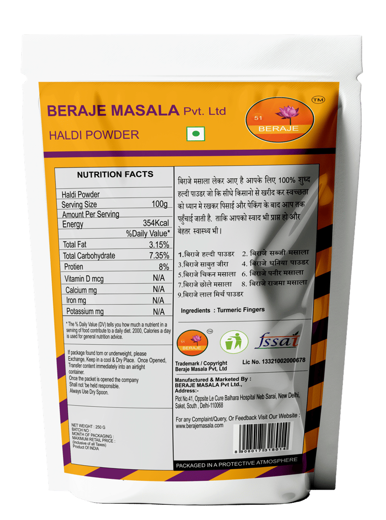 Beraje Masala Organic Turmeric Powder 100g, Haldi Powder view 2