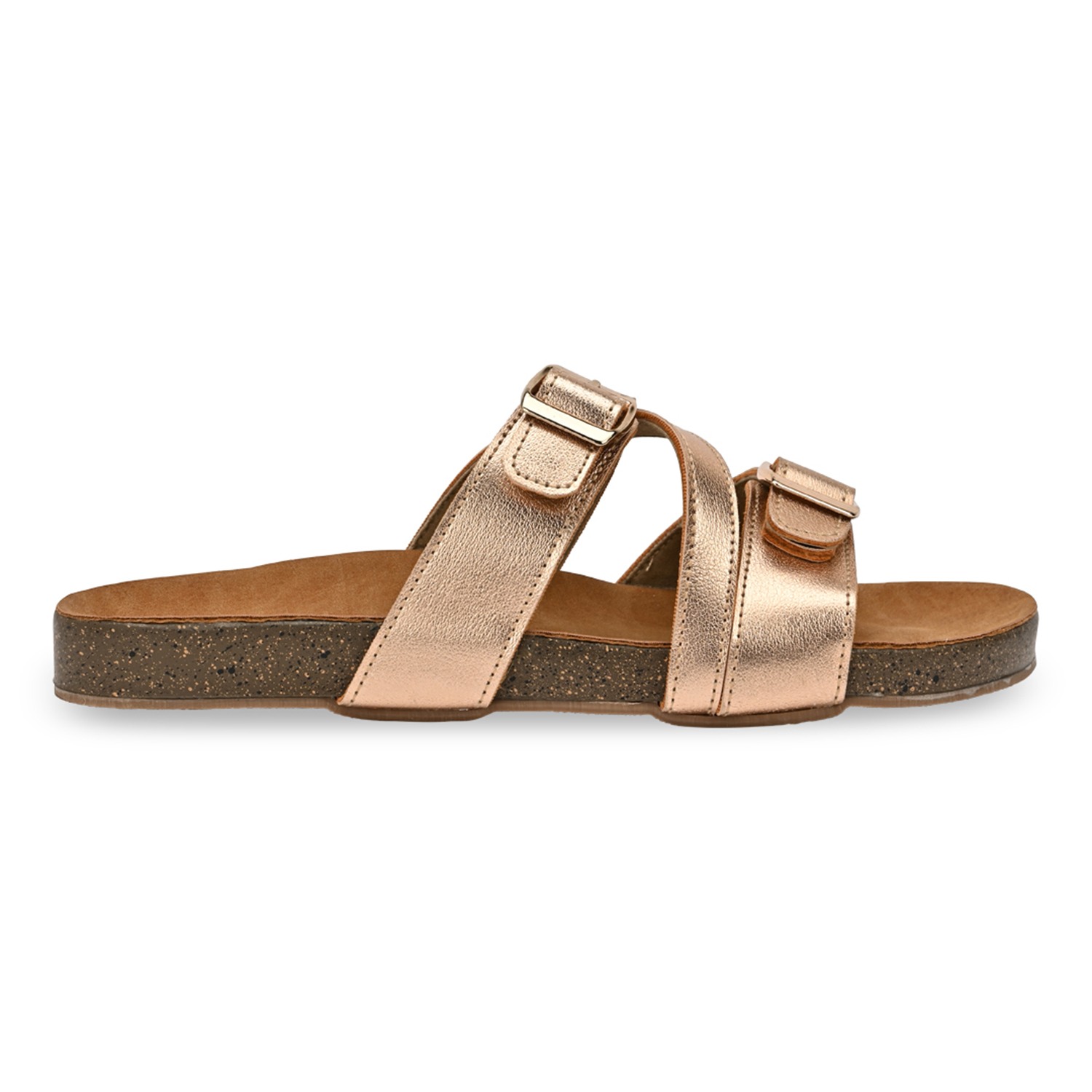 Rose Gold Women Casual Slide Flats view 2