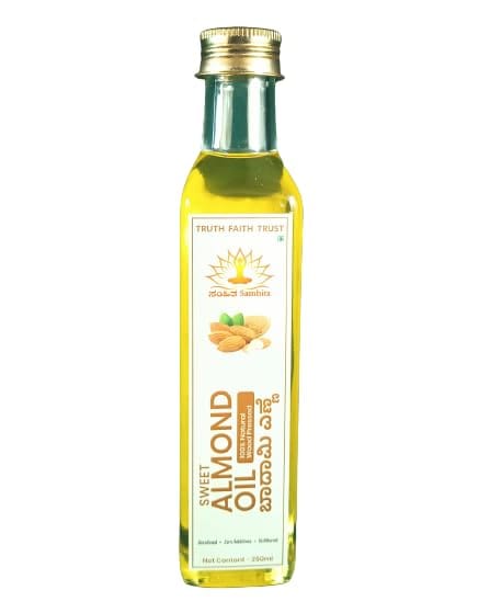 Pure Sweet Almond OIL 100% Natural OIL WOOD PRESSED COLD PRESSED UNFILTERED FOR NATURAL NOURISHMENT OF HAIR AND SOFT AND SHINIER SKIN (100 ML ) view 2