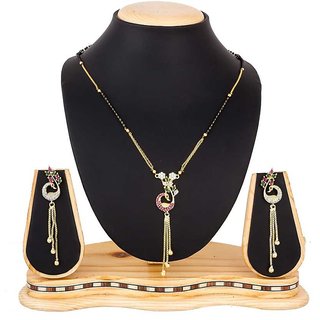 Hetprit Brass Gold Plated Peacock Design Mangal Sutra For Woman view 2