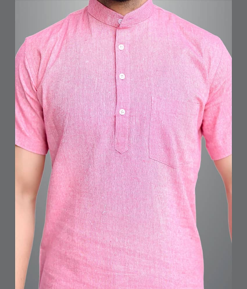 QuaClo - Pink Cotton Men's Shirt Style Kurta ( Pack of 1 ) view 2