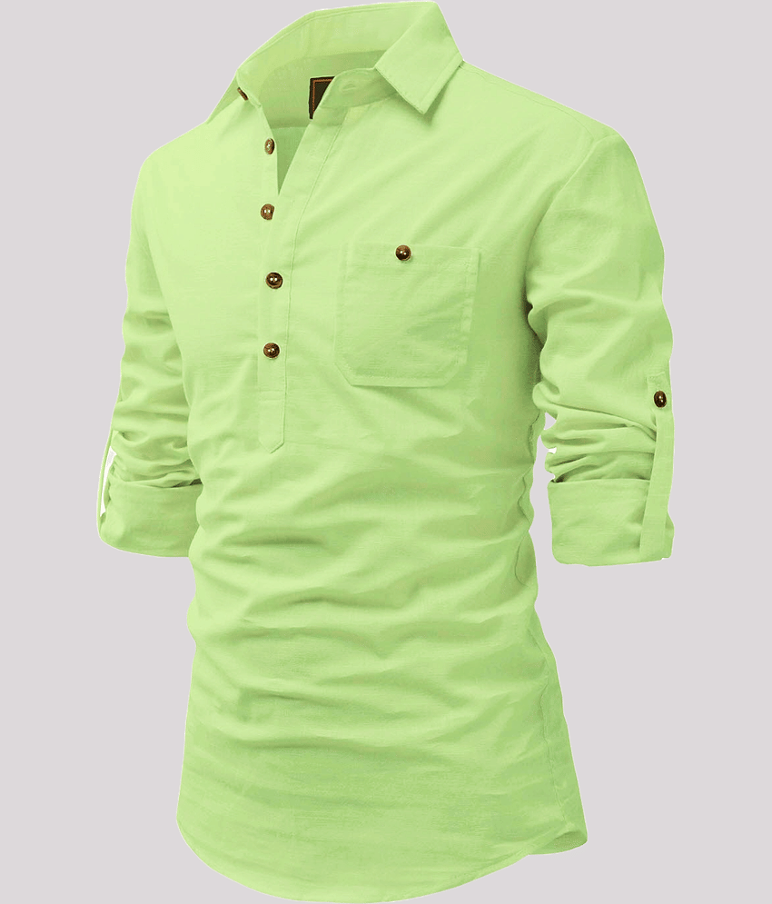 Life Roads Beige Cotton Men's Shirt Style Kurta ( Pack of 1 )