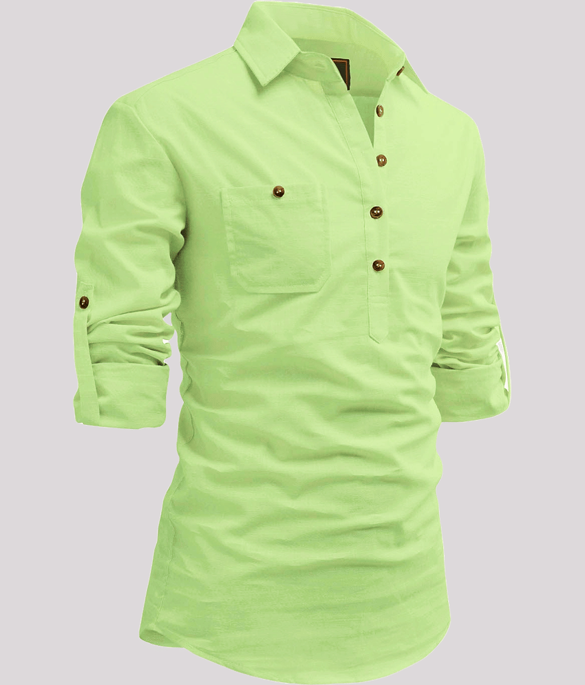Life Roads Beige Cotton Men's Shirt Style Kurta ( Pack of 1 ) view 2