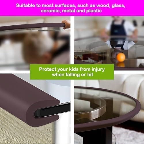 Safe-O-Kid' (Set of 1), Soft Cushioned 6.4 Ft / 2 Mtr Medium Edge Guard with Strong 3M Adhesive, Safety for Sharp Edges for Babies- Brown view 2