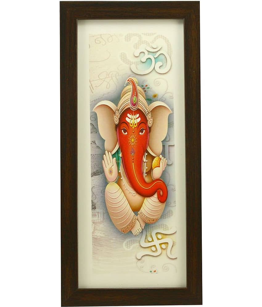 Indianara Religious Ganesha Synthetic Painting With Frame view 2