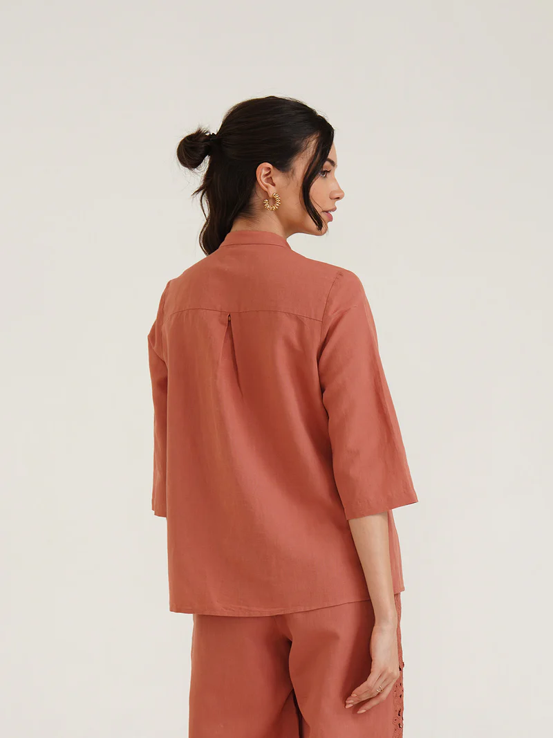 ARIEL Embroidered Linen Shirt view 2