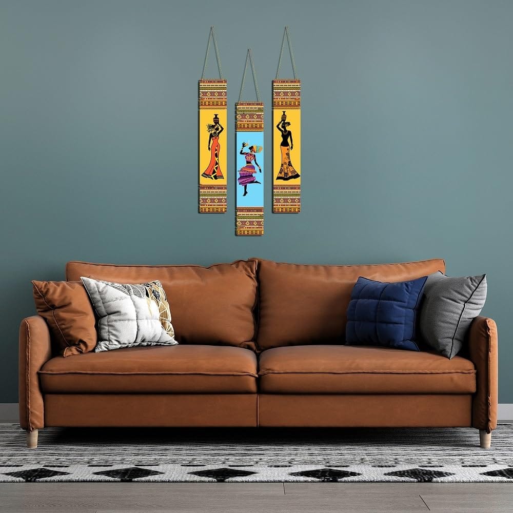Charmor Ancient Women Designer Wall Hanging Decoration Items for Home | Gifts | Bedroom | Wooden | Living Room | Artworks (WH4807),Set of 3 view 2