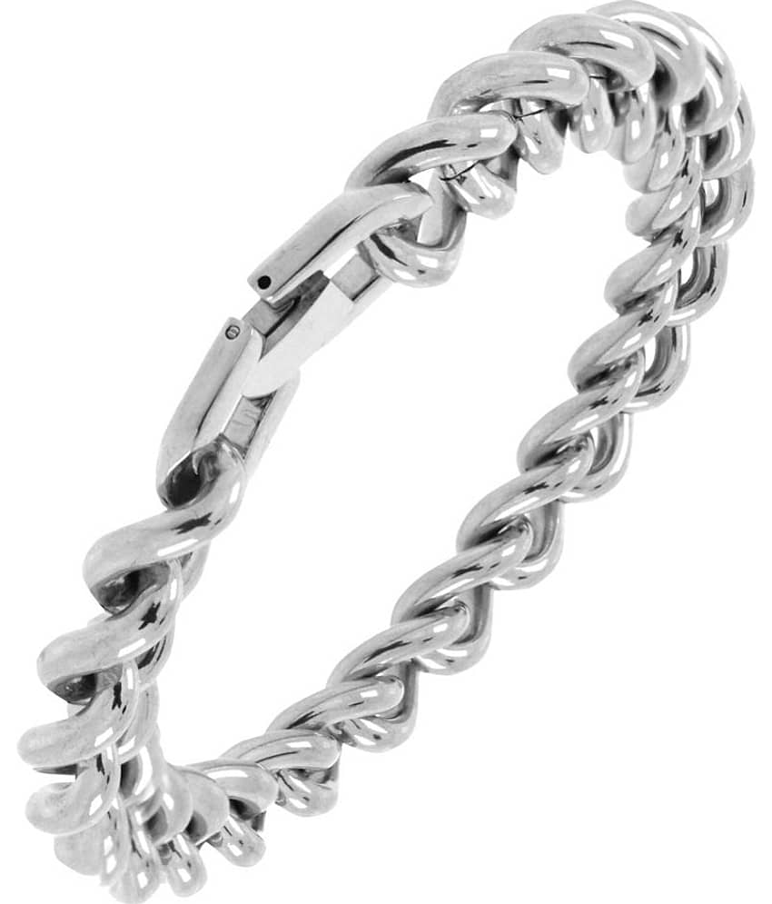 The Jewelbox Silver Stainless Steel Bracelet for Men view 2