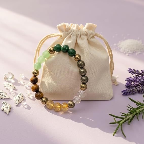 Aatm Dhan Yog Crystal Bracelet for Wealth and Prosperity - Pyrite, Citrine and Green Aventurine - Unisex Energy Bracelet for Daily Wear view 2
