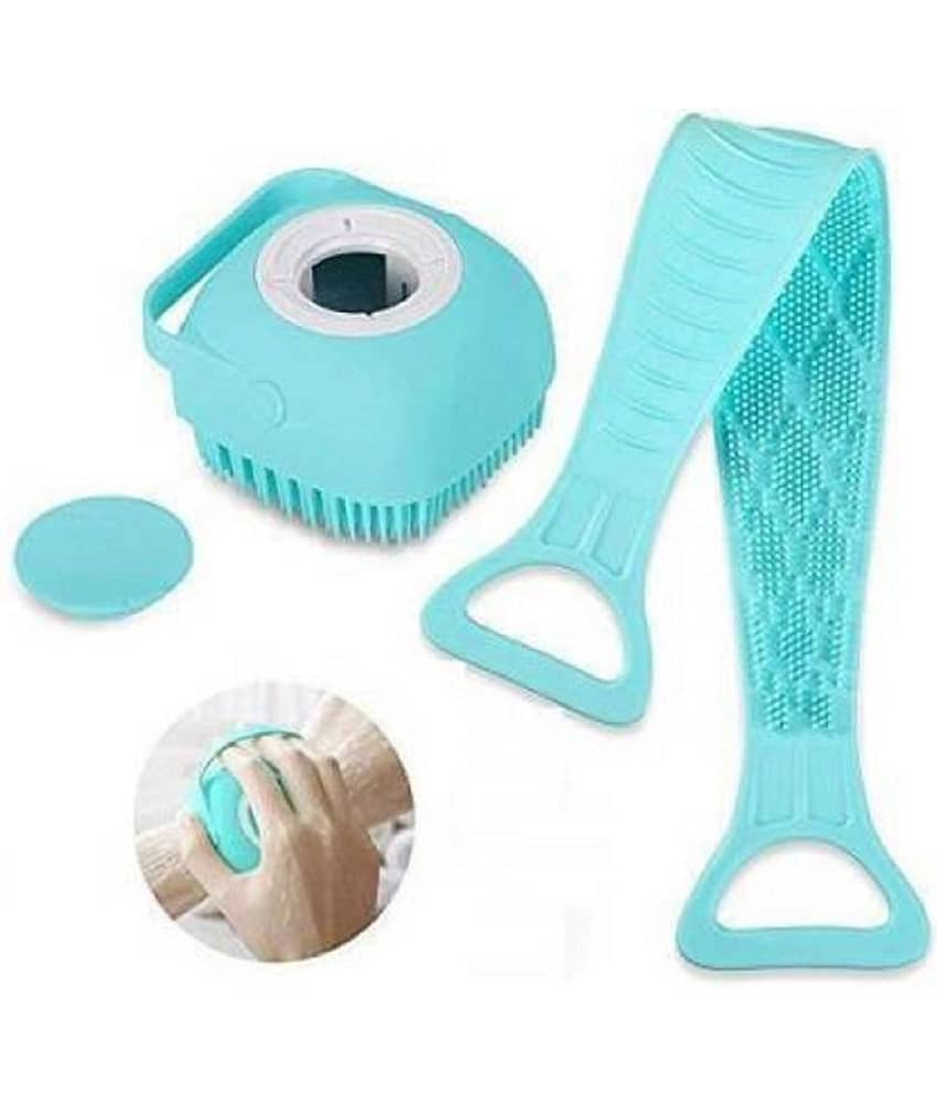 BANISTROKES 2 Pcs Combo Silicone Soft Bath Body Brush with Shampoo Dispenser Back Brush Ultra Scrubber Deep Cleaning Gentle Massage SMART Kids Men Women use in Shower Scrub view 2