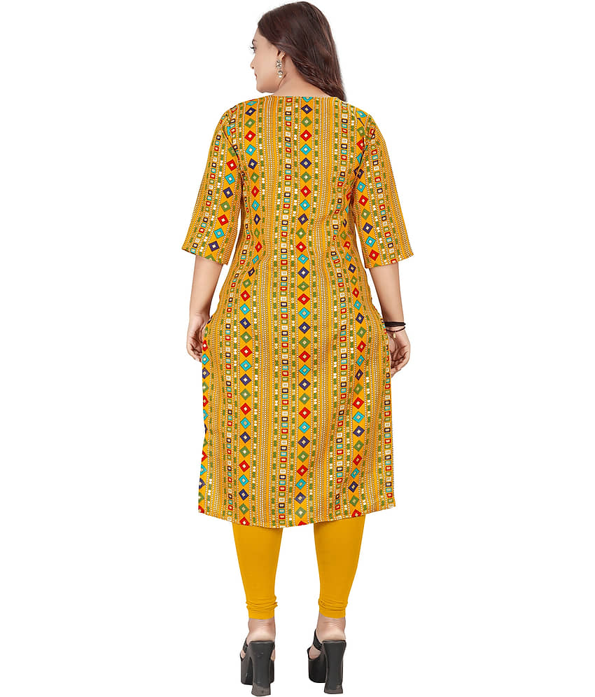AMTHI Cotton Blend Printed Straight Women's Kurti - Pink ( Pack of 1 ) view 2