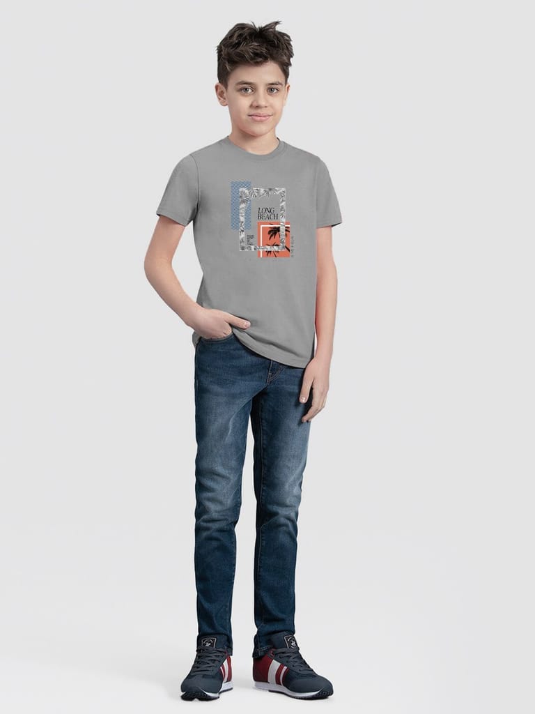 Teen Boys Grey Graphic Print T-Shirt view 2