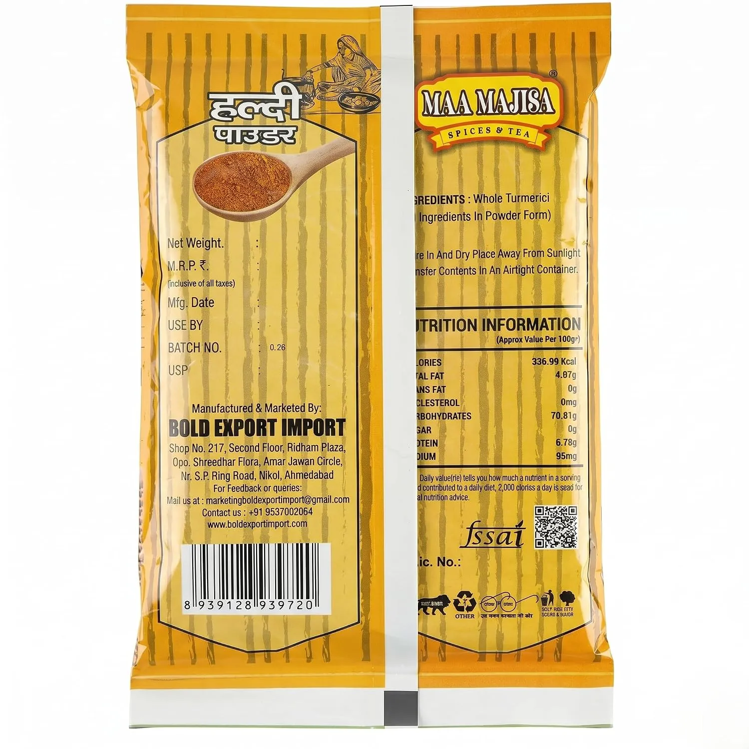 MAAMAJISA Pure & Natural No Additives or Preservatives Turmeric Powder Haldi Powder (200GM) view 2