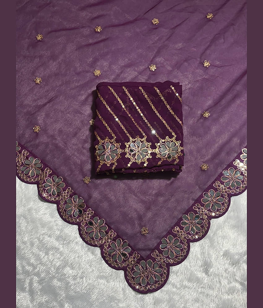 ofline selection Georgette Embroidered Regular Saree With Unstitched Blouse Piece ( Navy Blue ) view 2