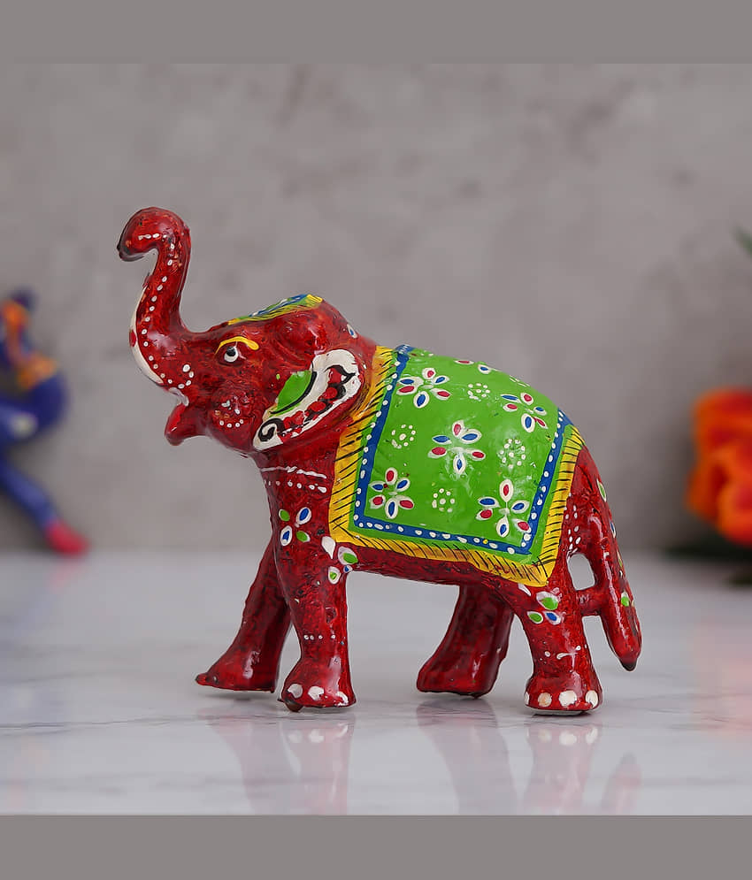 eCraftIndia Red & Green Elephant Figure Showpiece view 2