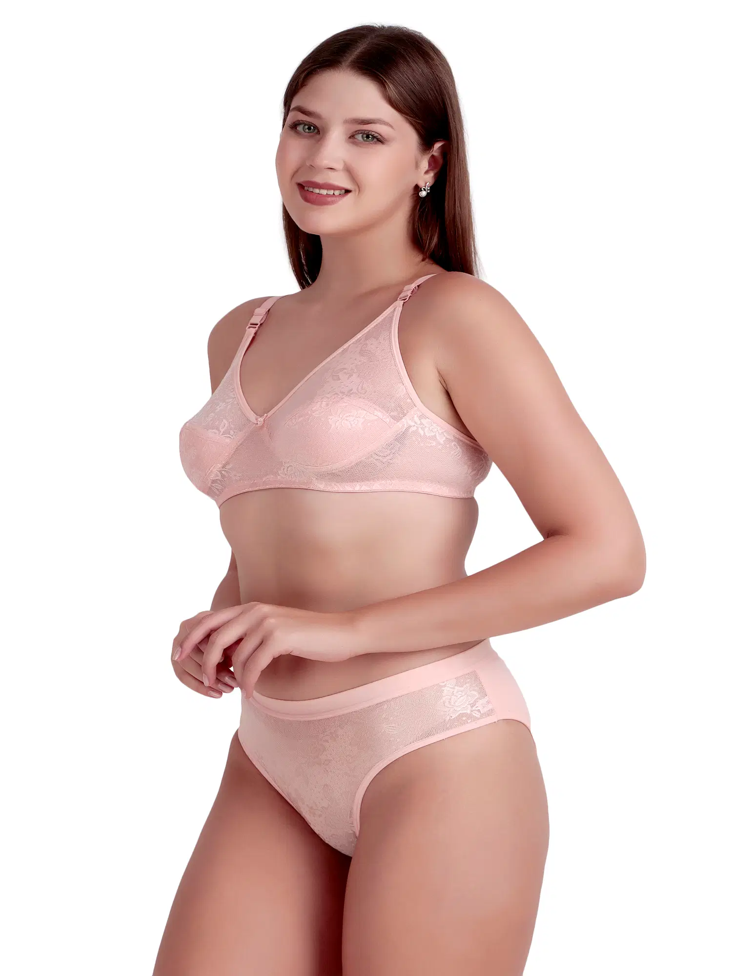 SLINGKINI Pack of 1 Net/Mesh Bra & Panty Set For Women ( Pink ) view 2