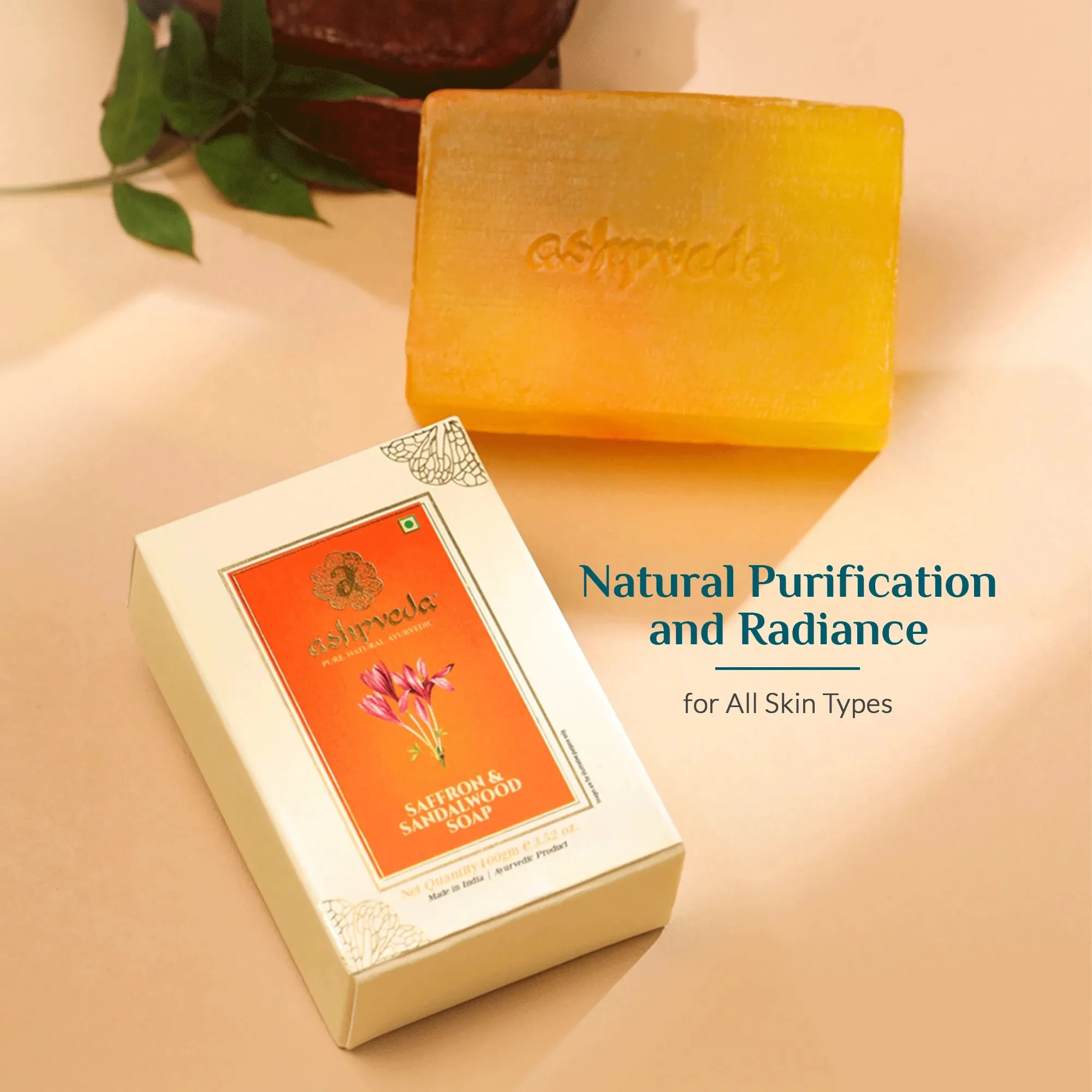 ashpveda Sandalwood & Saffron Bathing Soap view 2