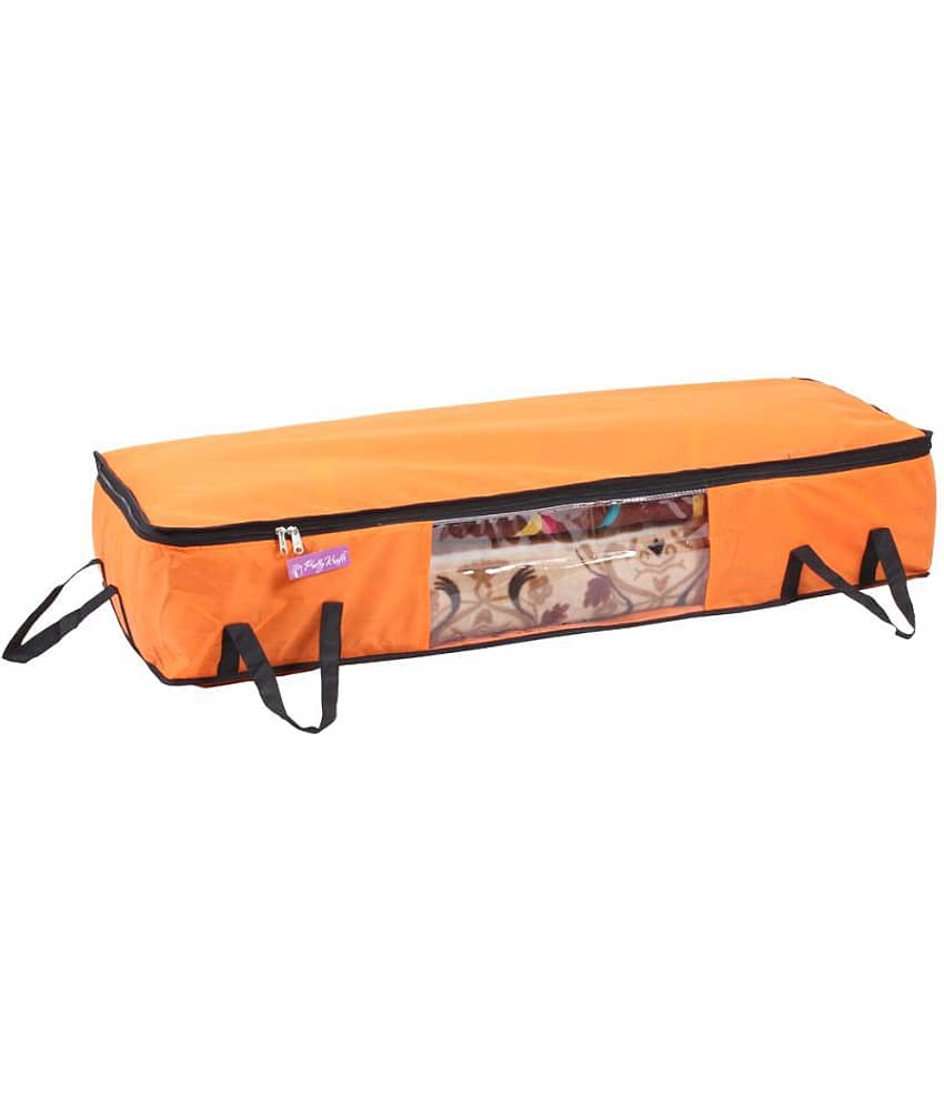 Prettykrafts Long Underbed Storage Bag, Storage Organizer, Blanket Cover with Side Handles (Set of 3 pcs) view 2