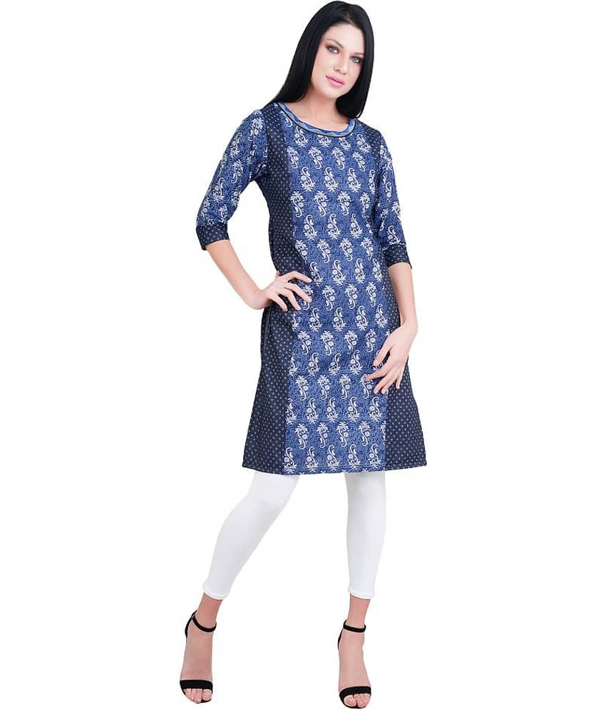 AKASH INDIA Blue Cotton Front Slit Kurti view 2