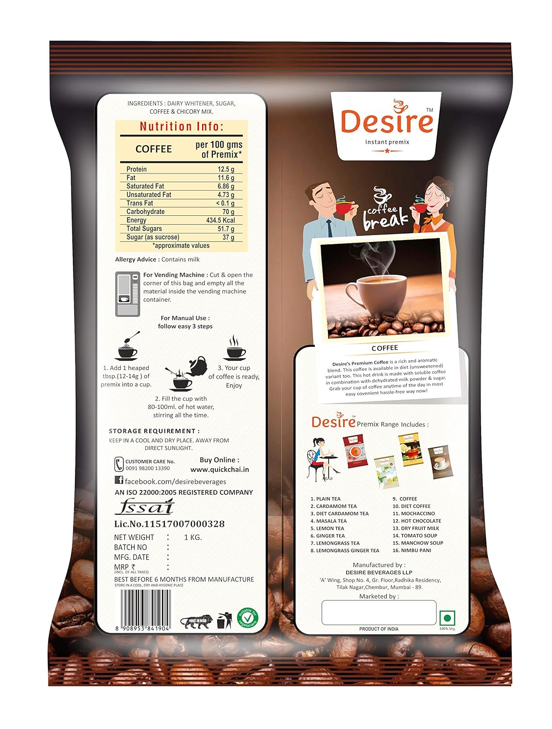 Desire Instant Coffee Premix, 1 Kg view 2