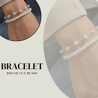 Techiefox Elegant Dual Layer Pearl Bracelet for Women Premium Designer Jewelry Featuring Classic Full Pearl Strand view 2