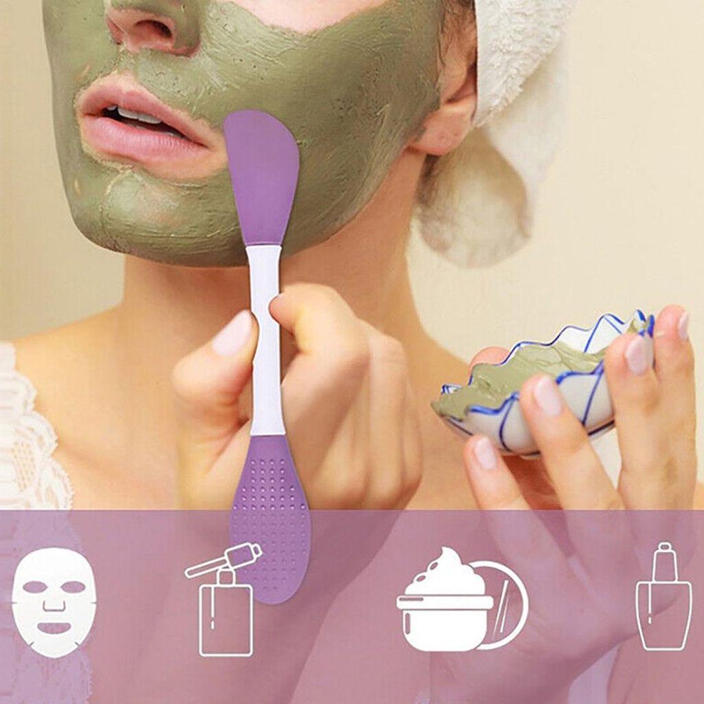 DHRUVINSRI 2pcs Double-Headed Silicone Mask Brush Face Cleansing and Applying Mud Mask Beauty Salon Special Brush Smear Tool Facial Scrub Silicone Wash Scrubber Face Tools (2 Pcs) view 2