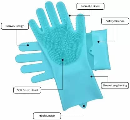 Elecsera Gloves | Hand Gloves | Silicone Gloves for Kitchen, Gloves for Washing Utensils | Silicone Gloves for Cleaning view 2