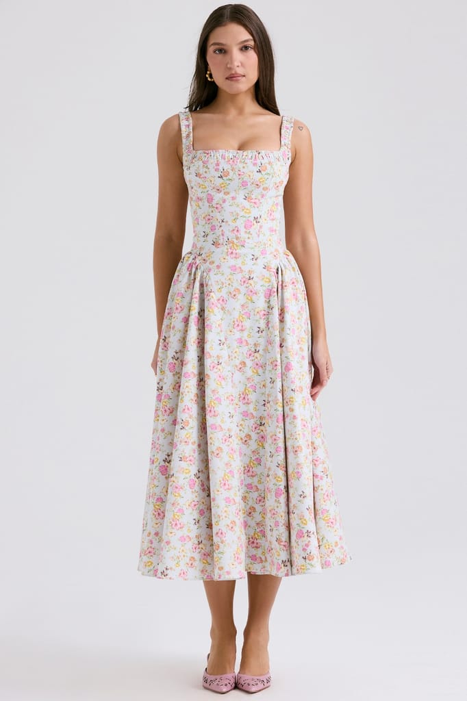New Me Asia Elegant Floral Fit & Flare Sleeveless Midi Dress for Women – Summer Western Wear