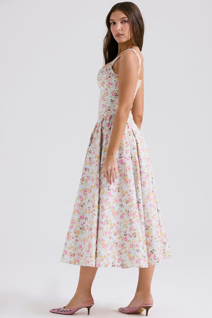 New Me Asia Elegant Floral Fit & Flare Sleeveless Midi Dress for Women – Summer Western Wear view 2