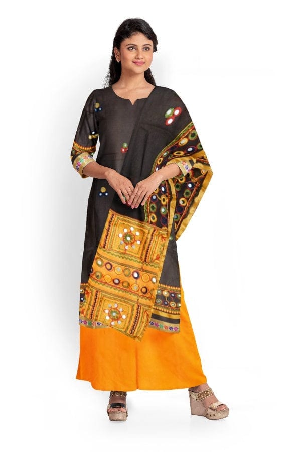 Brown Cotton Designer Embroidered Salwar Suit Fabric view 2