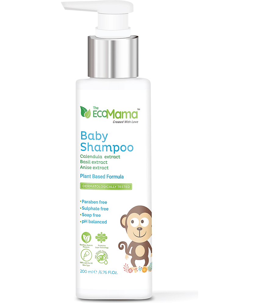 The Eco Mama Gentle Cleansing Baby Shampoo (200 ML) Vegan & Toxin Free Natural Baby Shampoo 200 ml ( 1 pcs )