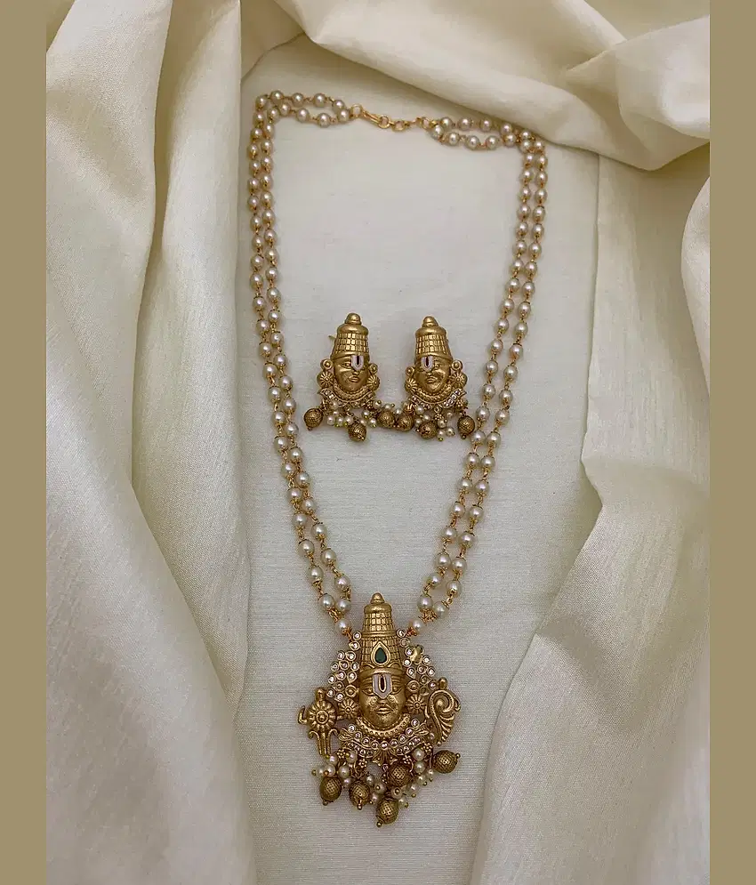 ROFARWORD Gold Brass Necklace Set ( Pack of 1 ) view 2