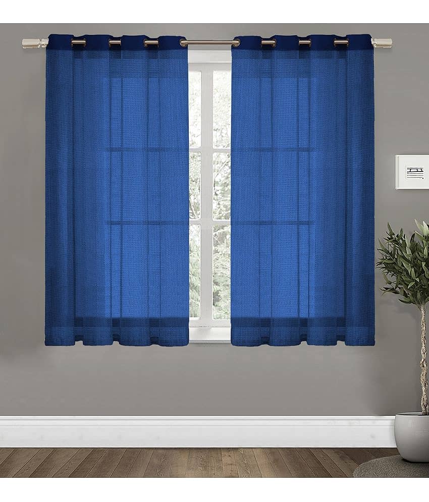 Home Candy Set of 2 Window Transparent Eyelet Polyester Blue Curtains ( 152 x 120 cm ) view 2
