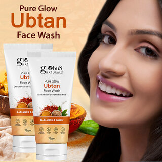 Globus Naturals Pure Glow Ubtan Face Wash Enriched With Saffron Milk For Radiance GLow Natural Gentle Mild Suitable For All Skin Types 75 gm Set of 2 view 2