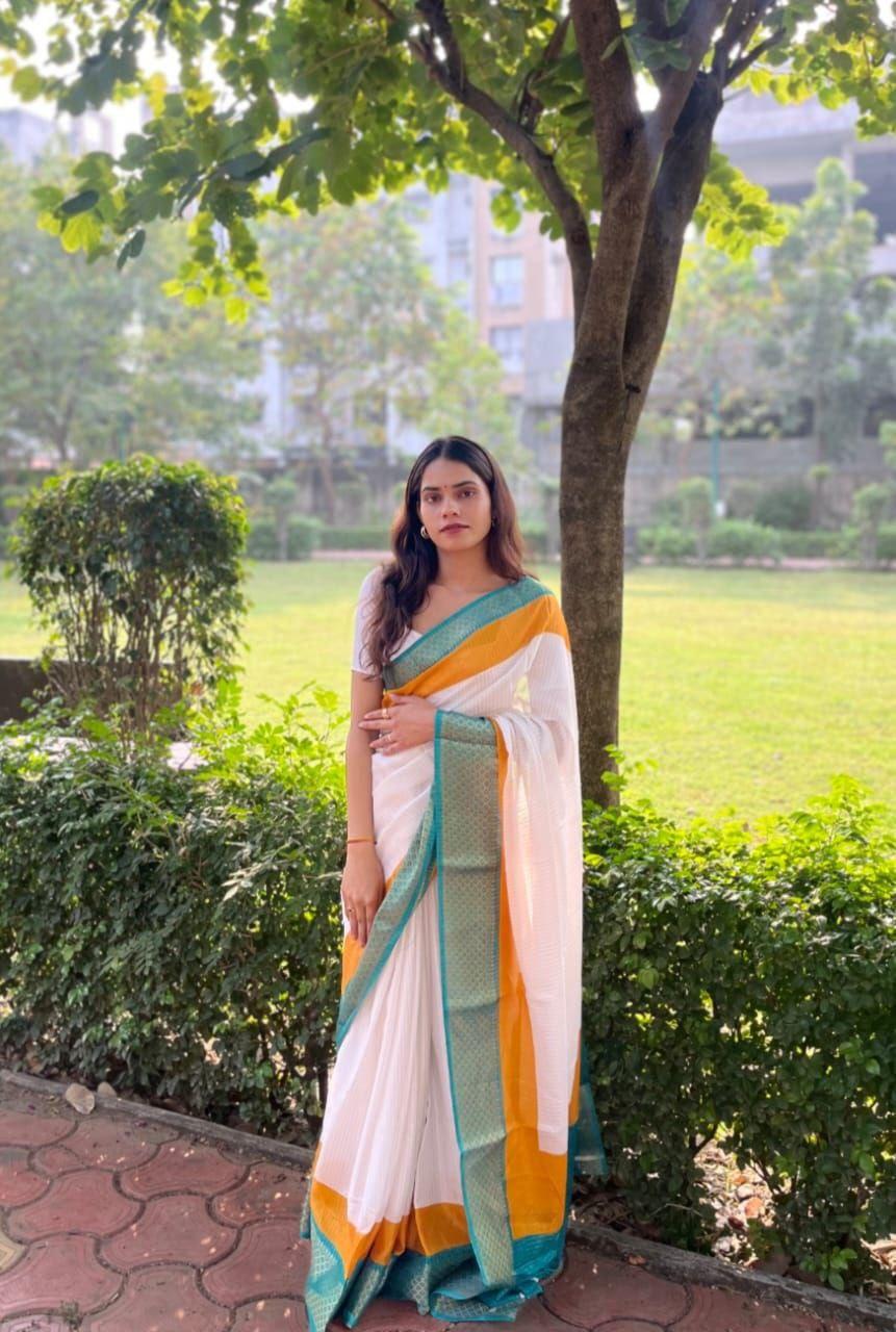 Dola Silk Saree with Jacquard Border view 2