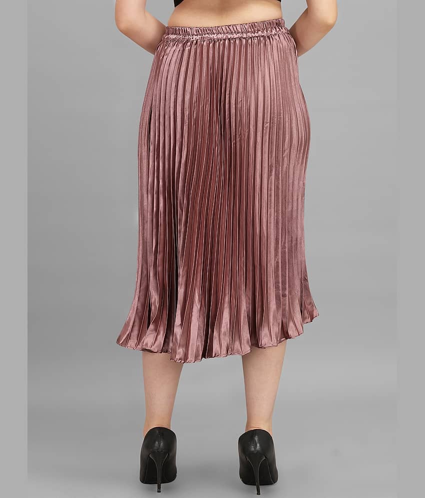 KZULLY - Rose Gold Satin Women's Flared Skirt ( Pack of 1 ) view 2