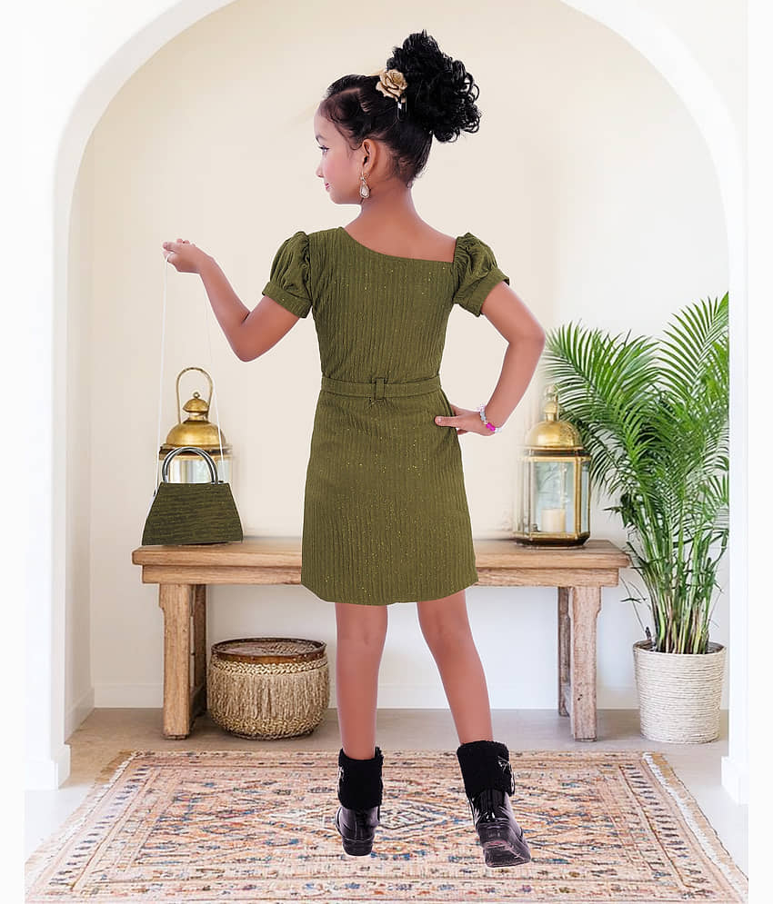 9stiches Cotton Blend Dress For Girls ( Pack of 1 , Green ) view 2