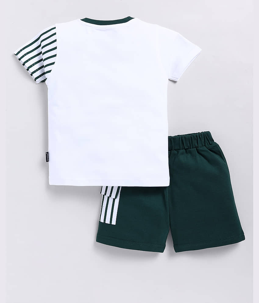 CUTOPIES Pack of 1 Boys Cotton T-Shirt & Shorts Set ( Green ) view 2