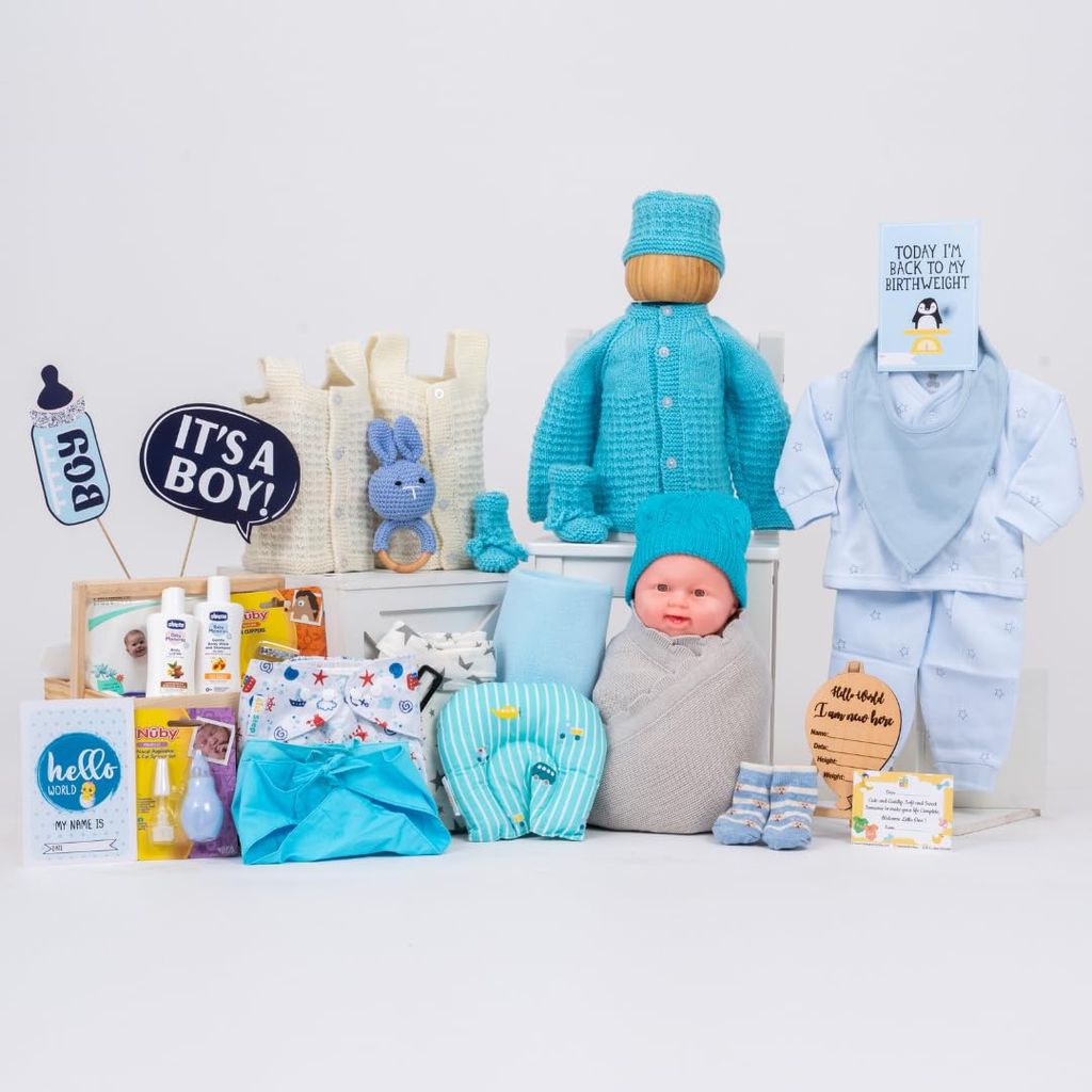 The Baby First Box Newborn Baby Essential Kit - 25 Items | Winter Kit Boys view 2