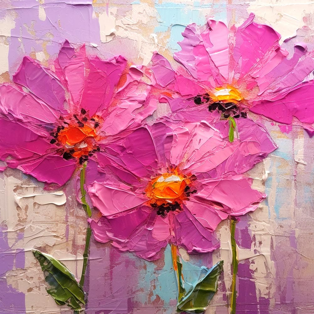 ABSTARCT FLOWER ARTWORK 24in X 24in WITH BLACK FRAME view 2