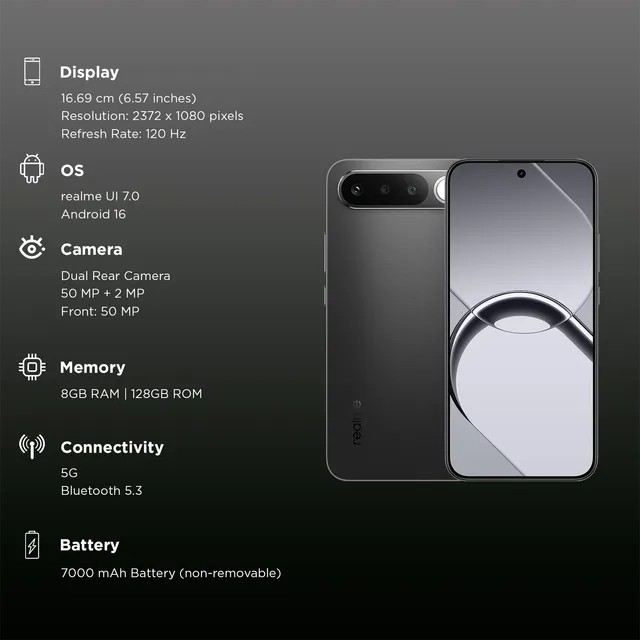 REALME 16 5G (Air Black, 12GB RAM, 256GB Storage) view 2