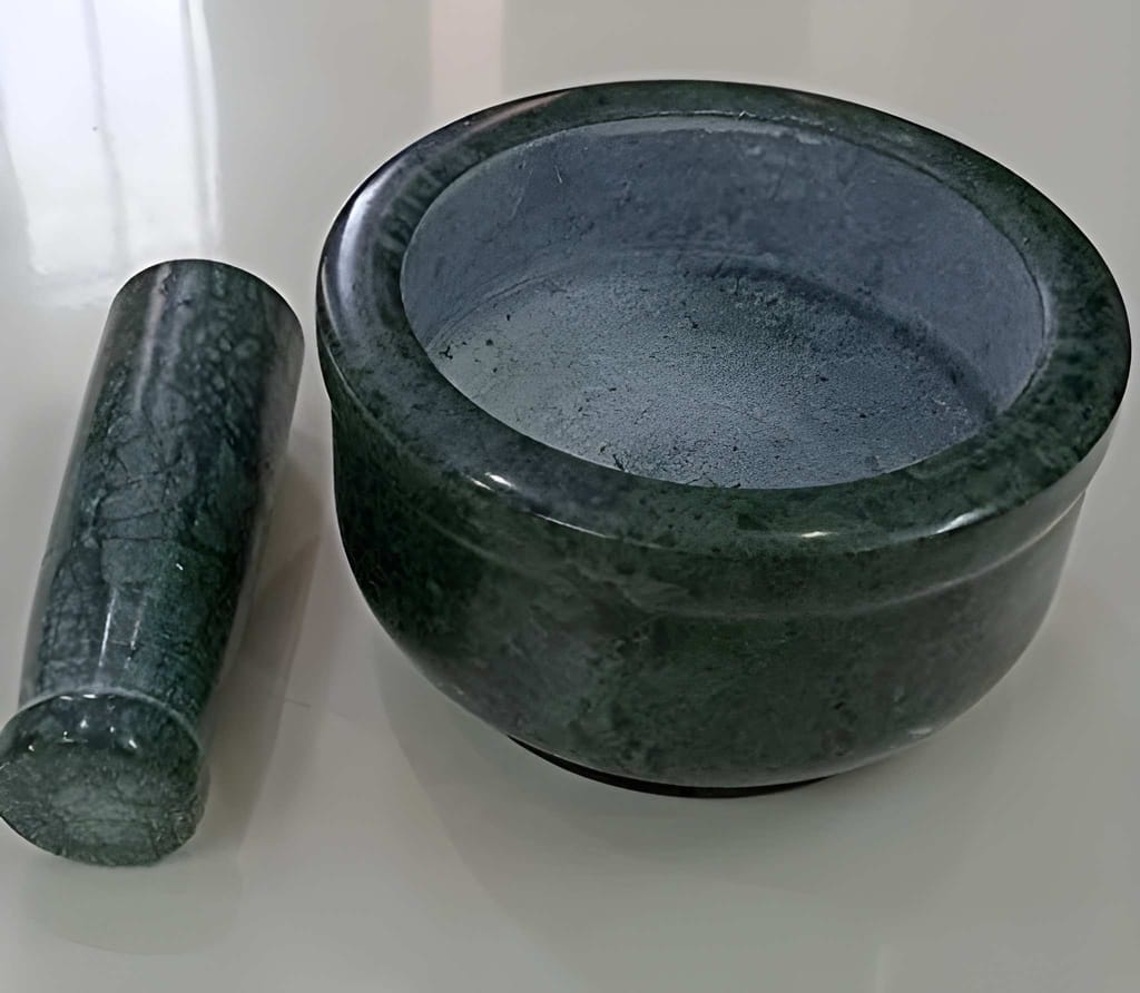 Marble Mortar and Pestle Set of 1 | Heavy Duty Kitchen Masher & Grinder | Manual Spice, Herb, Garlic & Ginger Crusher | Traditional Stone Mortar Pestle for Kitchen (Original) view 2