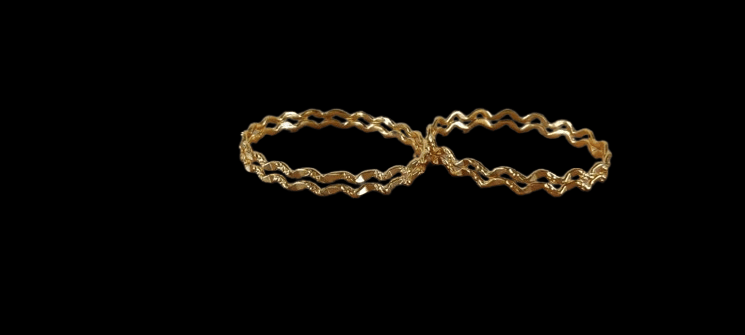 Gold-Plated Textured Bangle Set of 4 view 2
