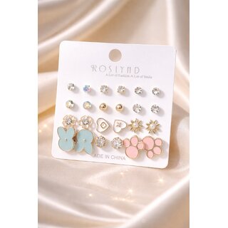Haya Aura Korean 12 Pcs Stud Earrings Combo view 2