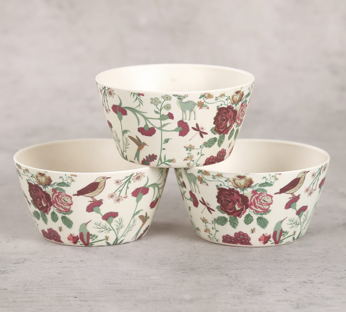 India Circus Grey Floral Galore Bowls And Tray Set view 2