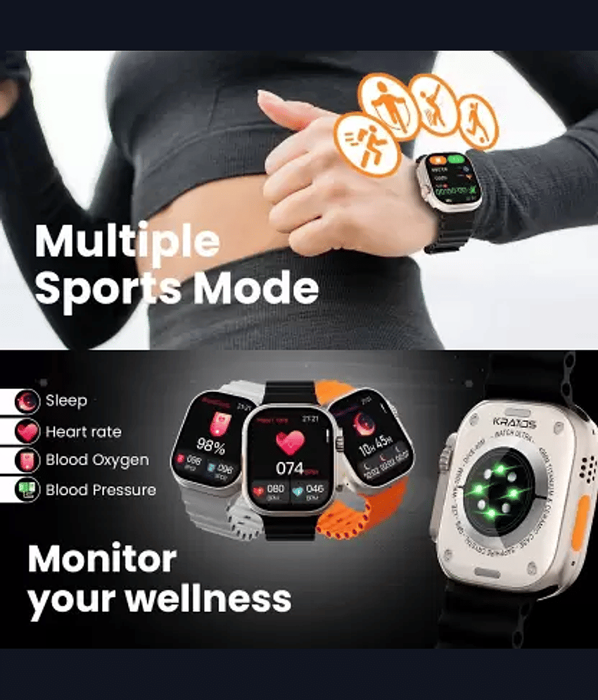 VENKAT ZONE Bluetooth Call & Wireless Charger Orange Smart Watch view 2