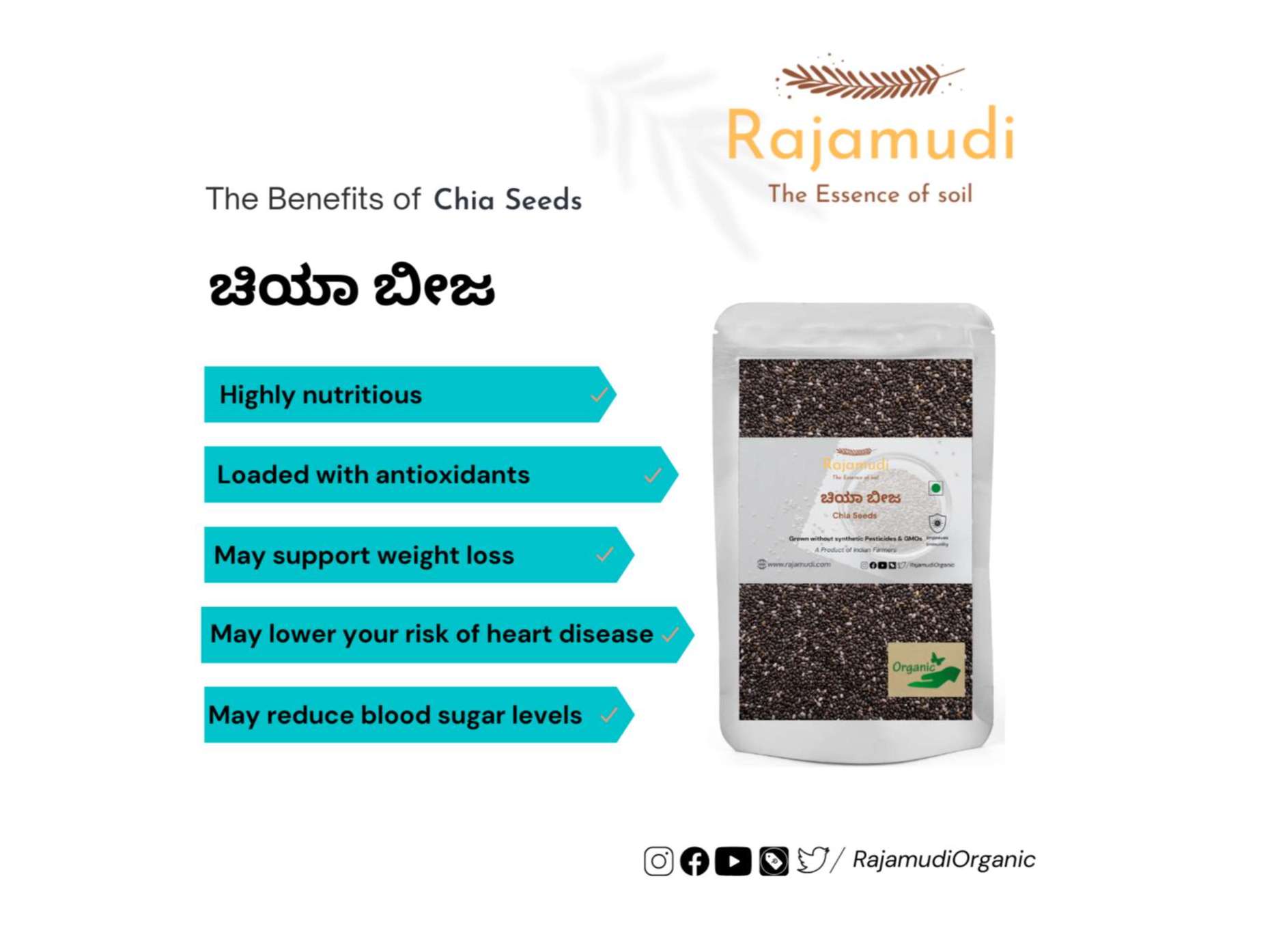 Rajamudi Organics Chia seeds - 100 Gram view 2