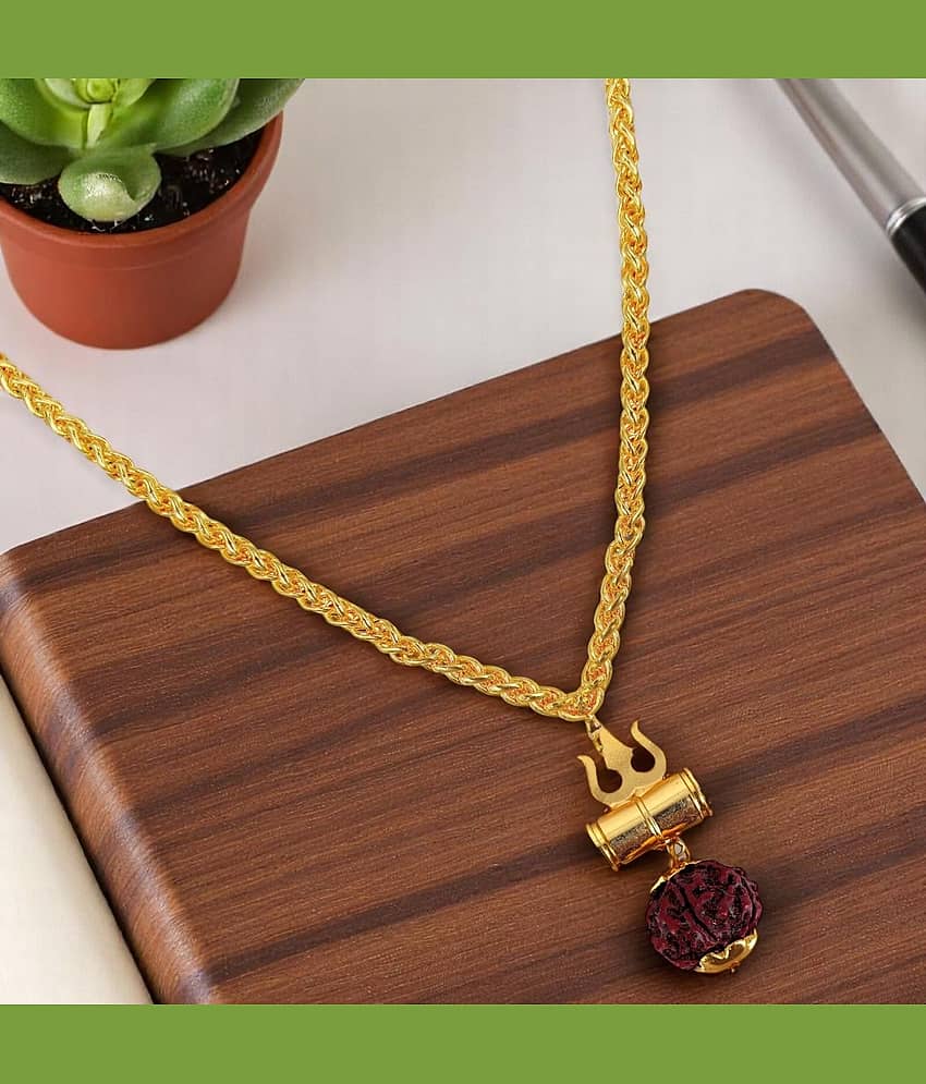Charms Gold Religious Pendant With Chain ( Pack of 1 ) view 2