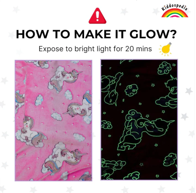Glow in Dark Unicorn & Space Blanket for Kids | Kiddospedia view 2
