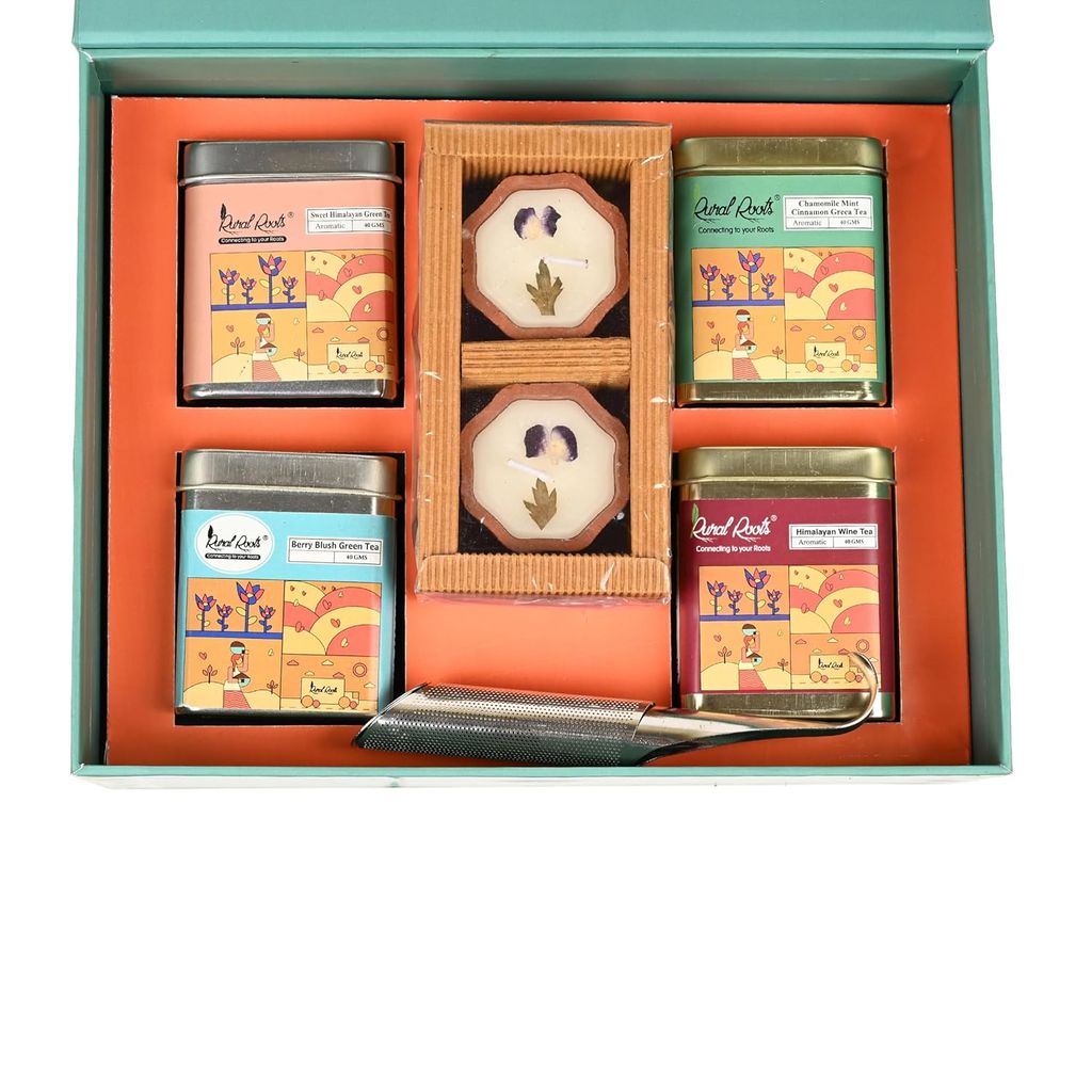 Rural Roots Zaika Sutra Diwali Gift Hamper | Spices Gift Box with Black Pepper, Cardamom, Clove, Cinnamon, Garam Masala, Biryani Masala, Kesar | Festive Corporate & Family Deepawali Gifting view 2